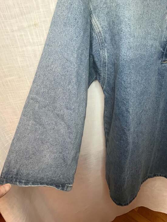 Women's Oversized Quarter-Zip Acid Wash Casual Denim Jean Mini Dress Sz small - Picture 2 of 7